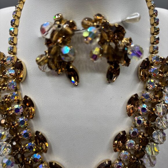 Verified D&E Juliana Topaz, Crystal and Aurora Borealis Necklace and Earrings - Picture 3 of 12